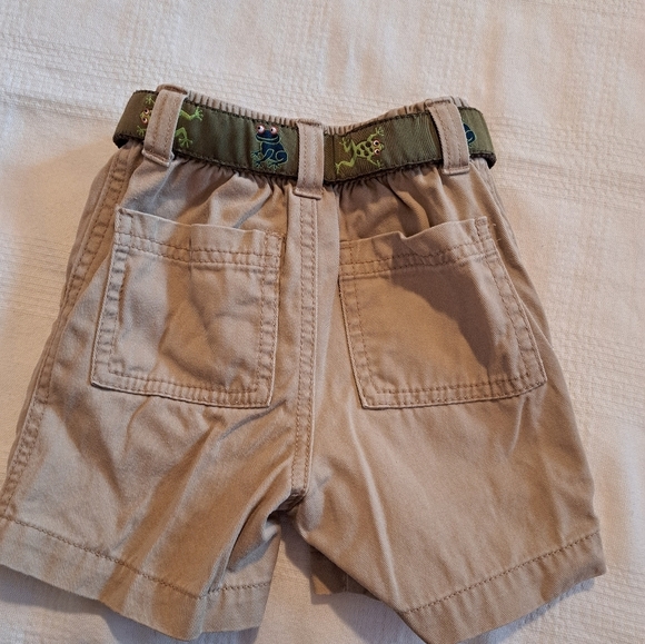 Gymboree boys size 6-12 months khaki shorts with frog belt 2012 Jungle Explorer - Picture 2 of 3